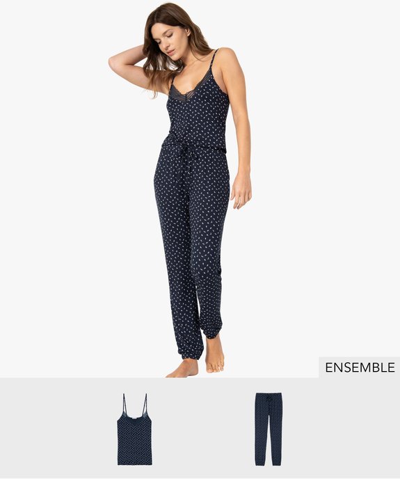 Pyjama femme 2 pièces pantalon et débardeur - GEMO