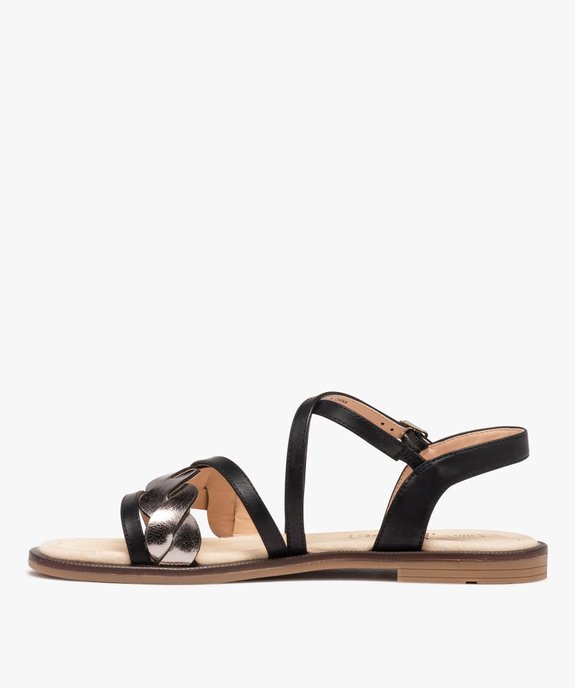Sandales femme à talon plat et bride torsadée vue3 - GEMO (CASUAL) - GEMO