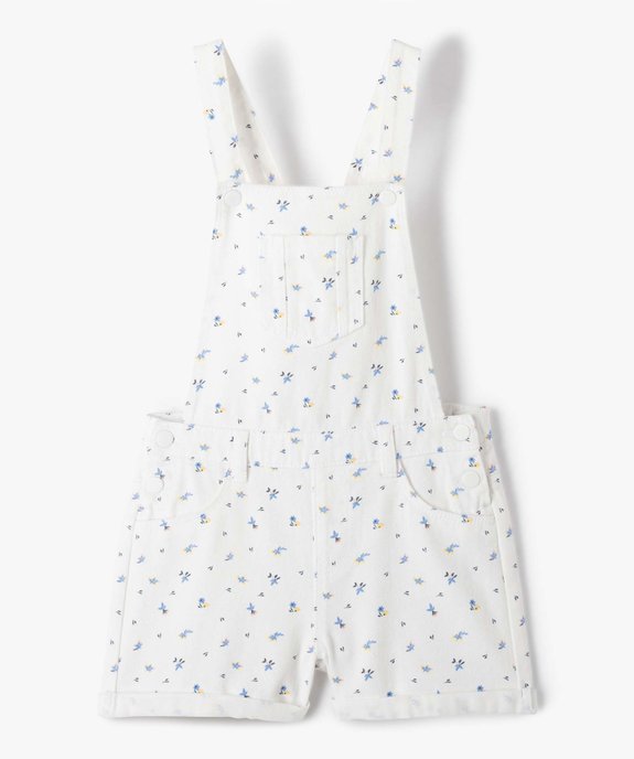 Salopette fille courte à motifs fleuris vue2 - GEMO 4G FILLE - GEMO