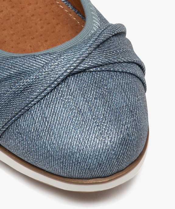 Ballerines femme confort unies effet drapé en denim  vue6 - GEMO (CONFORT) - GEMO