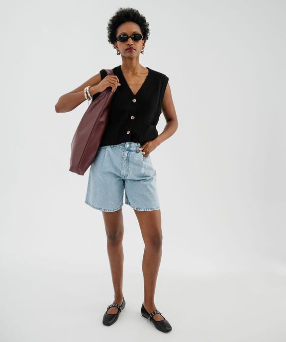 Bermuda en jean ample taille haute femme vue4 - GEMO(FEMME PAP) - GEMO