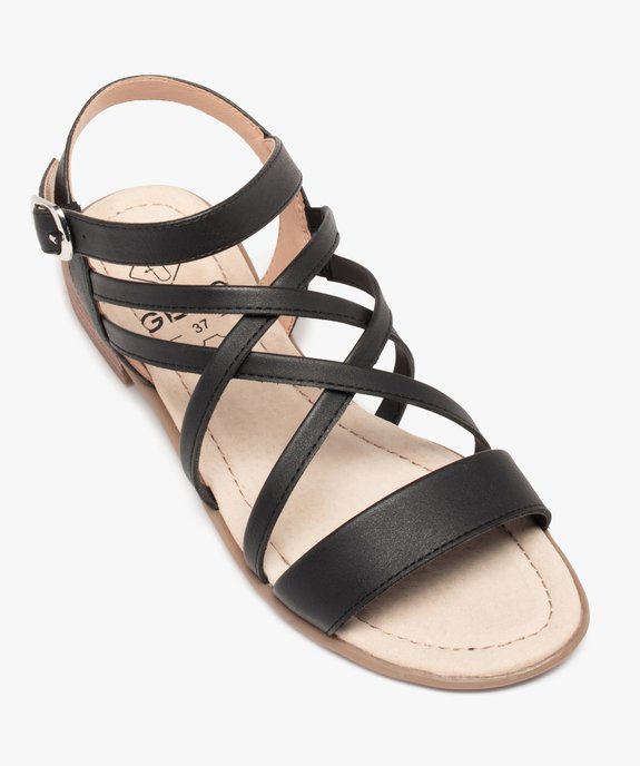 Nu-pieds femme à talon plat et fines brides unies Coupe spéciale pied large vue5 - GEMO (CASUAL) - GEMO