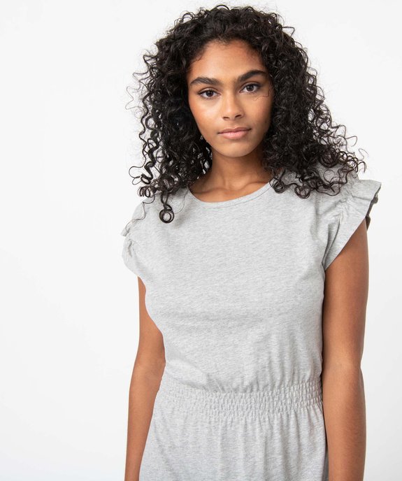 Robe femme longue avec epaules froncees gris GEMO