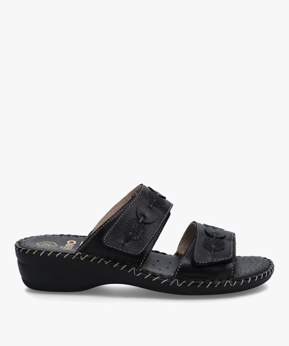 Mules femme confort dessus brides fantaisie en cuir vue1 - GEMO (CONFORT) - GEMO