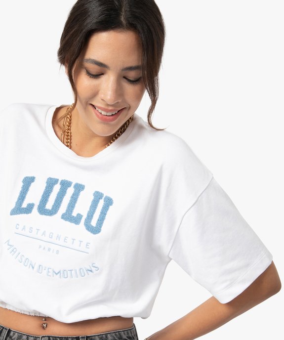 Tee-shirt femme avec bas élastiqué – LuluCastagnette  vue2 - LULUCASTAGNETTE - GEMO