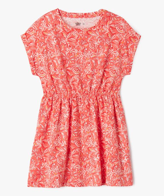 Robe à manches courtes imprimée en coton fille vue1 - GEMO 4G FILLE - GEMO