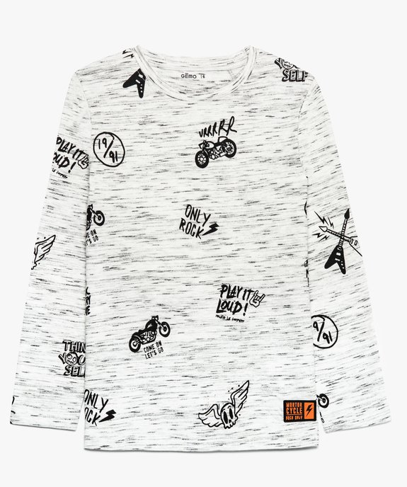 Tee-shirt garçon chiné à manches longues motif rock vue1 - GEMO (ENFANT) - GEMO