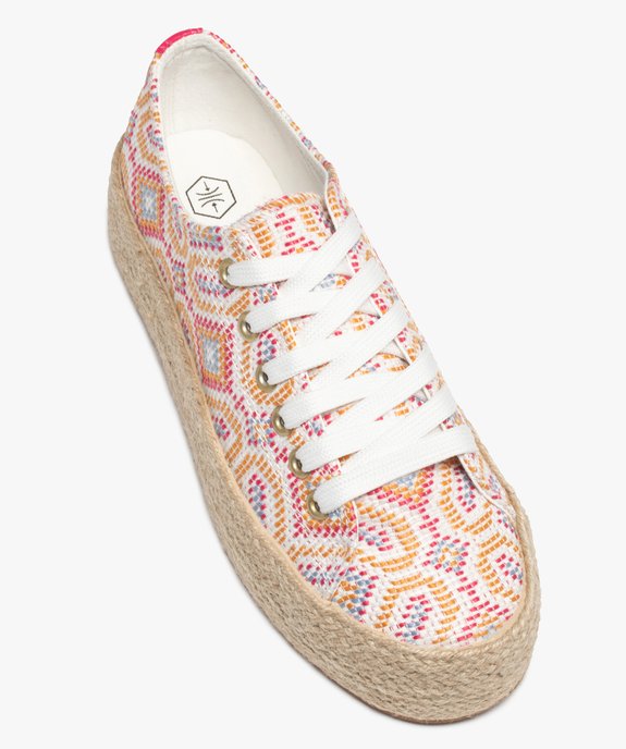 Baskets femme en toile multicolore et semelle en corde vue5 - GEMO 4G FEMME - GEMO