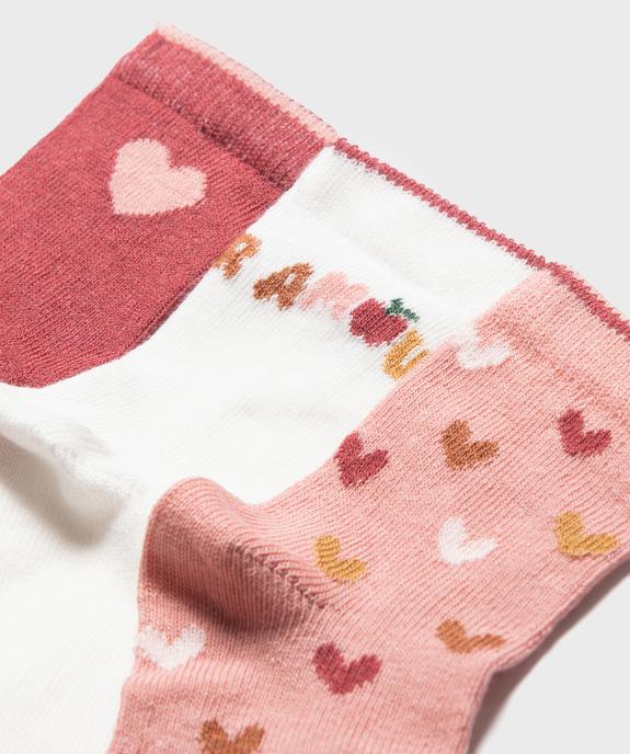 Chaussettes à motifs coeurs bébé fille (lot de 3) vue2 - GEMO 4G BEBE - GEMO
