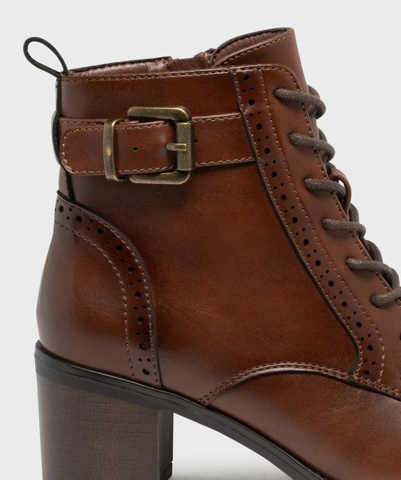 Bottines à talon avec semelle intérieure cuir, lacets ronds et zip femme - VALENTINA BALDANO GEMO FORGOOD Bottines à talon avec semelle intérieure cuir, lacets ronds et zip femme vue6 - VALENTINA BALDANO GEMO FORGOOD - GEMO