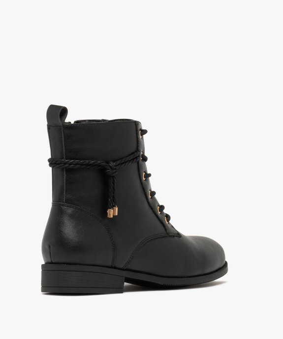 Boots femme à talon plat avec cordelette tressée et nouée embouts dorés vue5 - GEMO (CASUAL) - GEMO