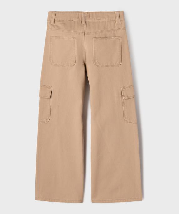 Pantalon cargo large en coton uni fille vue3 - GEMO 4G FILLE - GEMO