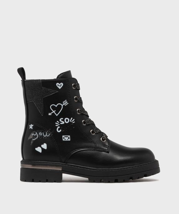 Bottines avec inscriptions et touches pailletées fille - Lovely Wings vue1 - LOVELY WINGS GEMO FOR GOOD - GEMO