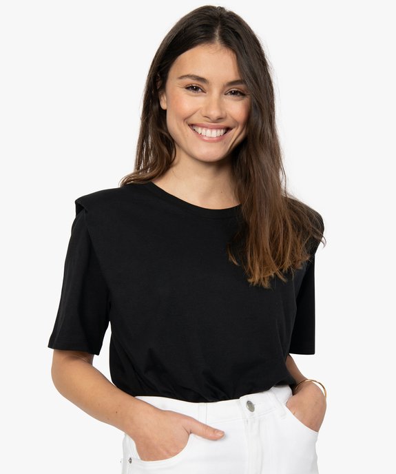 Tee-shirt femme à manches courtes et épaulettes vue2 - GEMO(FEMME PAP) - GEMO