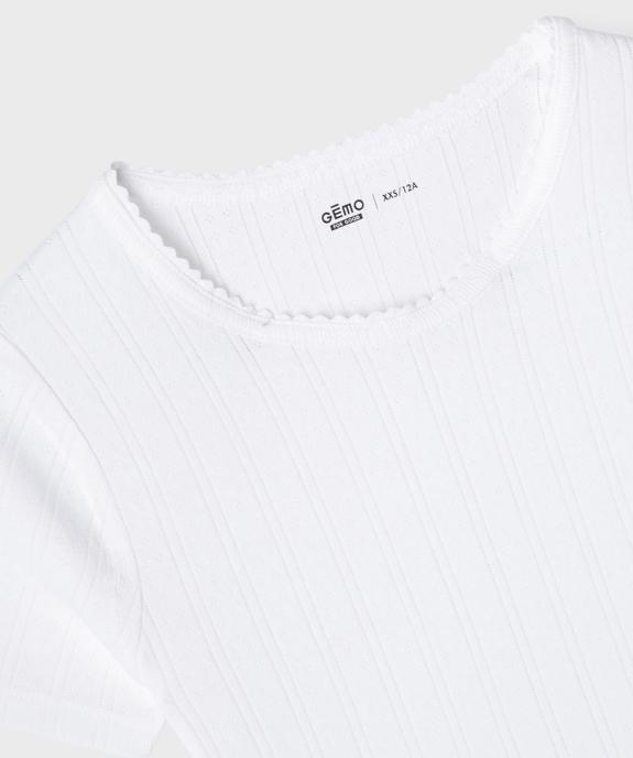 Tee-shirt manches courtes en jersey de coton ajouré fille vue2 - GEMO 4G FILLE - GEMO