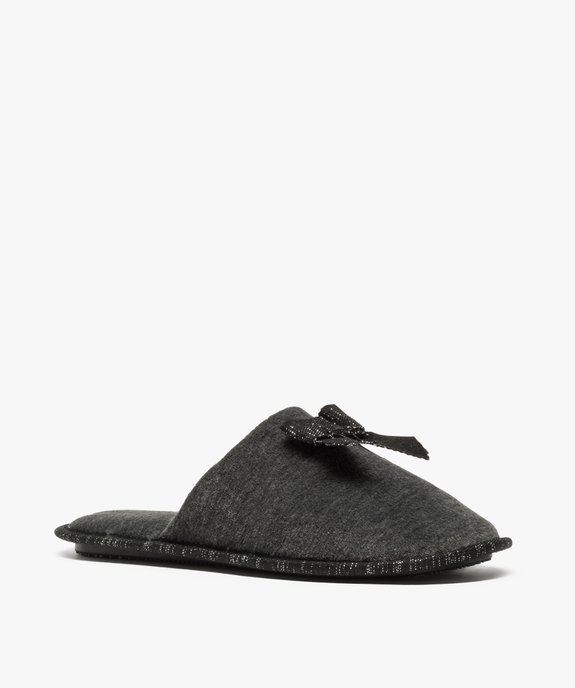 Chaussons femme forme mules en velours ras et nœud pailleté vue2 - GEMO(HOMWR FEM) - GEMO