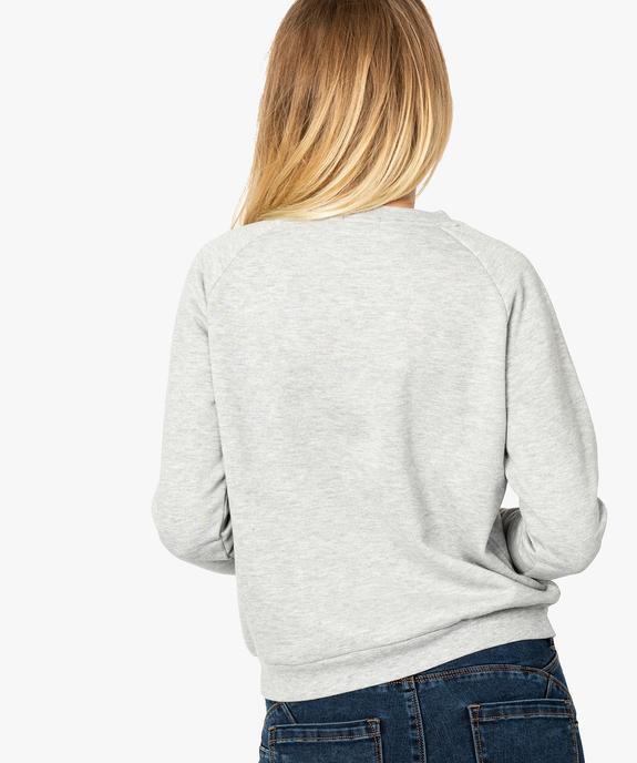 Sweat femme molletonné et imprimé à manches raglan vue3 - FOLLOW ME - GEMO