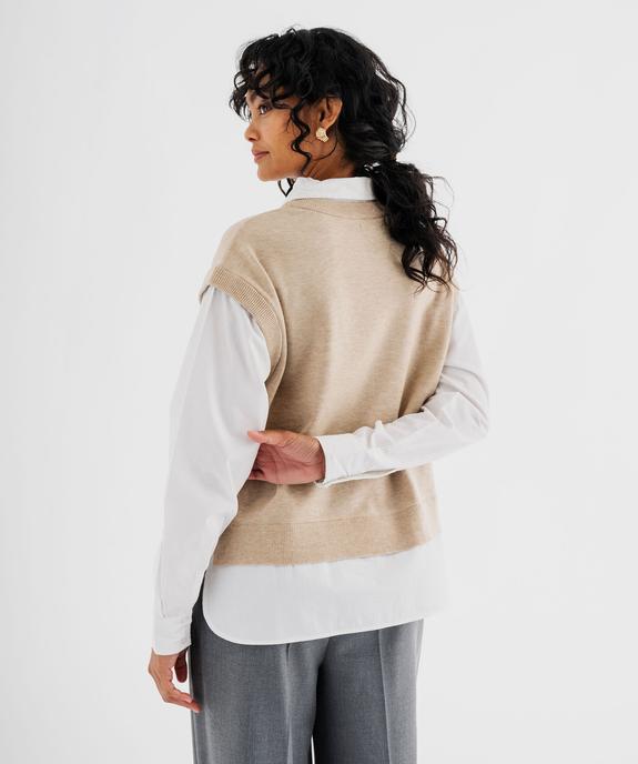 Pull sans manches et chemise 2 en 1 femme vue3 - GEMO(FEMME PAP) - GEMO