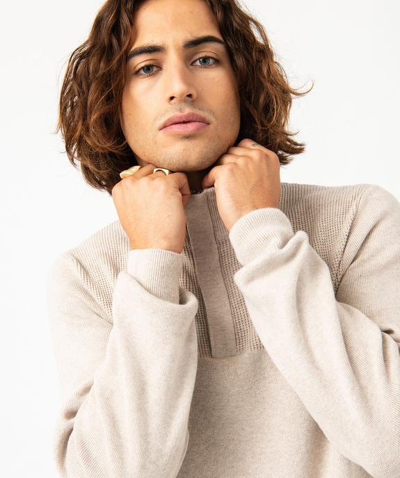 Pull col camionneur à maille fantaisie homme vue2 - GEMO (HOMME) - GEMO