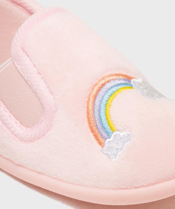 Chaussons pantoufles en velours moelleux imprimé arc-en-ciel fille vue6 - GEMO (ENFANT) - GEMO