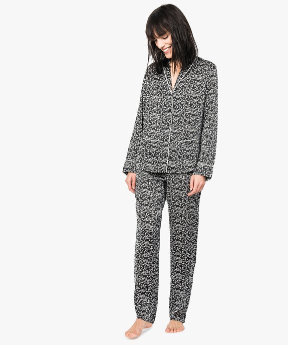 Pyjama 2 pièces en satin imprimé vue1 - GEMO(HOMWR FEM) - GEMO