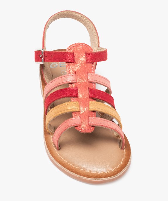 Sandales fille en cuir dessus brides métallisées vue5 - GEMO (ENFANT) - GEMO