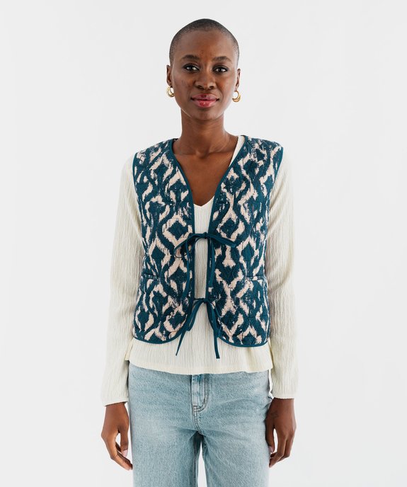 Gilet sans manches à motif ethnique femme vue2 - GEMO(FEMME PAP) - GEMO