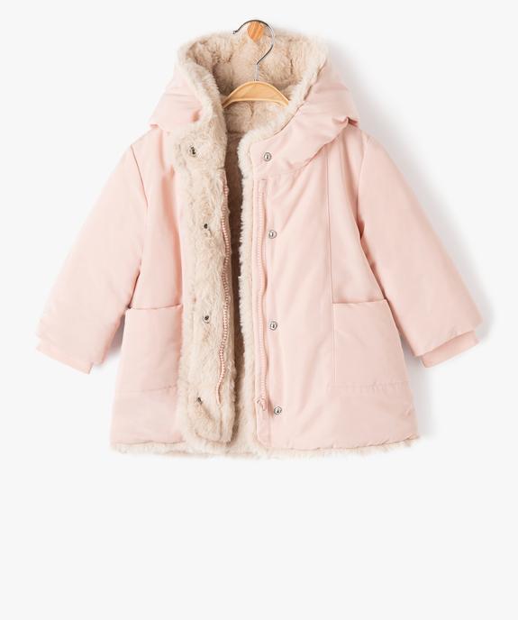 Blouson à capuche doublure fourrure imitation bébé fille vue3 - GEMO 4G BEBE - GEMO