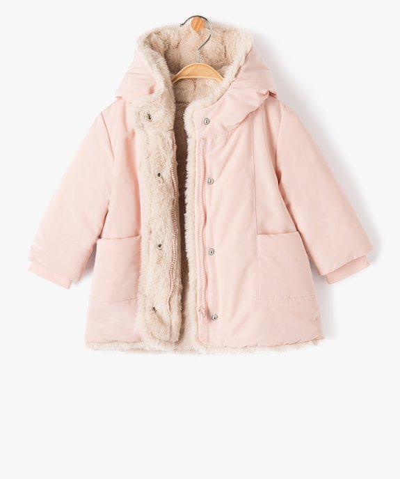 Blouson à capuche doublure fourrure imitation bébé fille vue4 - GEMO 4G BEBE - GEMO