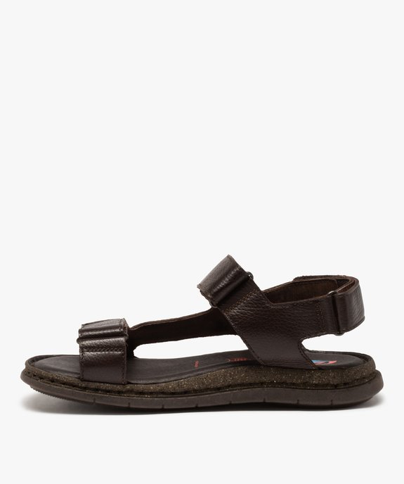 Sandales homme confort à brides scratch en cuir vue3 - ZEN AIR - GEMO