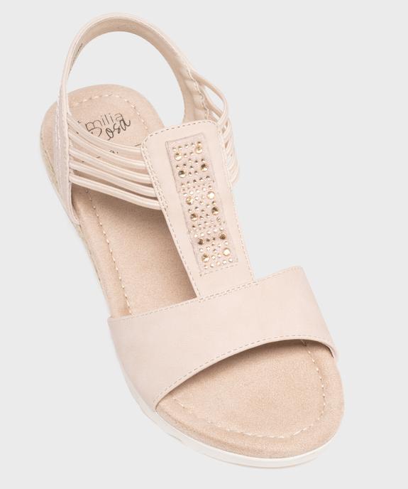 Sandales à petit talon compensé et brides élastiques femme - Emilia Rosa vue5 - EMILIA ROSA - GEMO