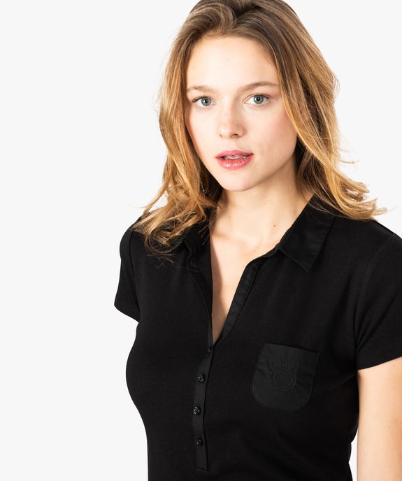 Polo femme en jersey à manches courtes et col chemise vue2 - GEMO (MAILLE) - GEMO