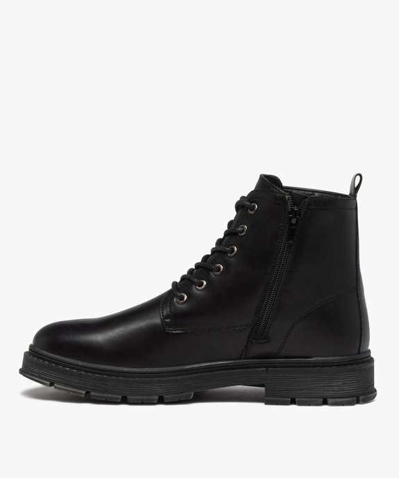 Boots homme unies à semelle crantée style rock vue3 - GEMO (CASUAL) - GEMO