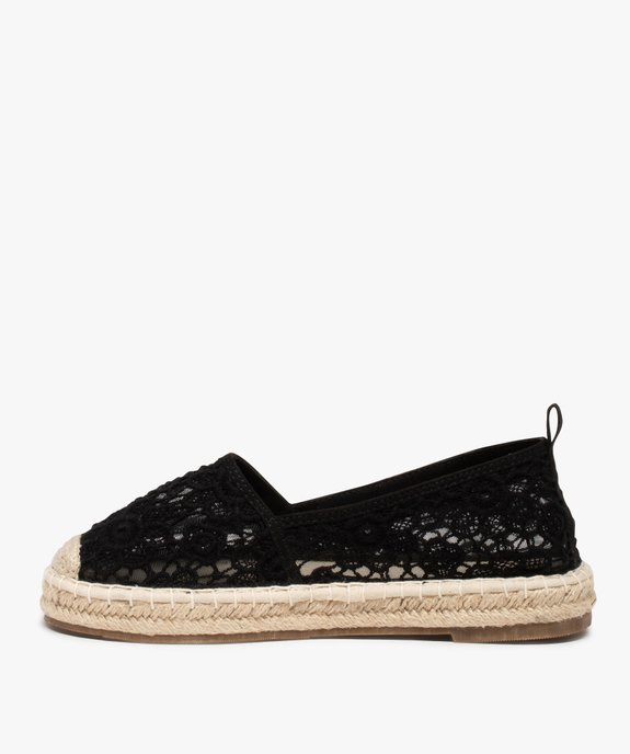 Espadrilles femme à talon plat dessus dentelle unie vue3 - GEMO(URBAIN) - GEMO