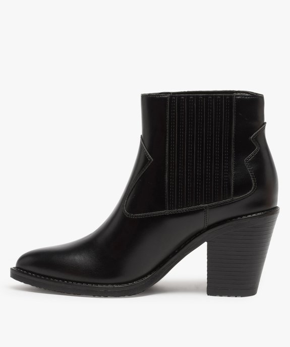 Boots femme style santiag à col élastiqué et bout pointu vue3 - GEMO(URBAIN) - GEMO