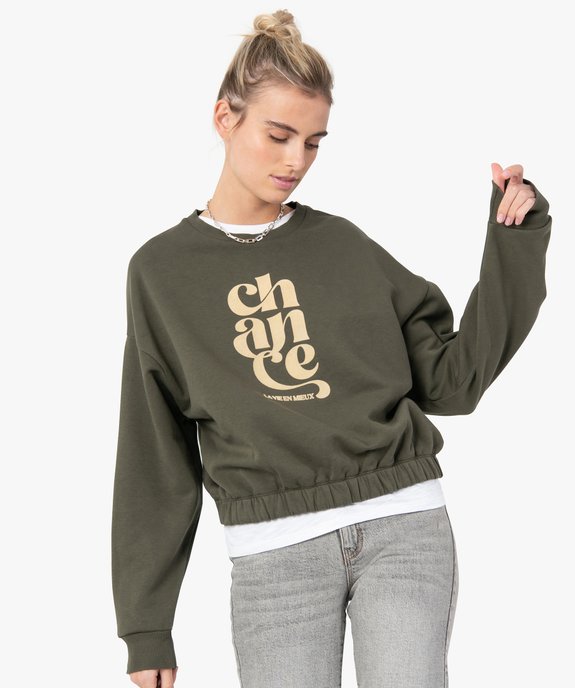 Sweat femme court avec inscription XXL vue1 - GEMO(FEMME PAP) - GEMO