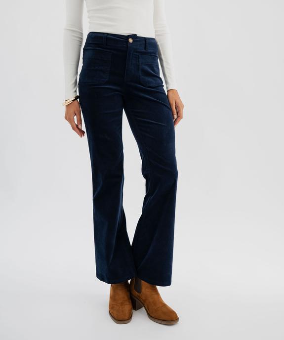 Pantalon flare taille haute en velours extensible femme - LuluCastagnette vue1 - LULUCASTAGNETTE - GEMO