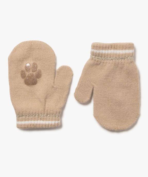 Moufles en maille avec motif antidérapant bébé fille vue1 - GEMO 4G BEBE - GEMO
