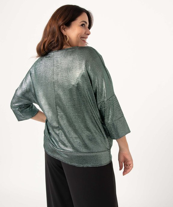 Tee-shirt femme grande taille à manches courtes, paillettes et nœud dans le bas vue3 - GEMO (G TAILLE) - GEMO