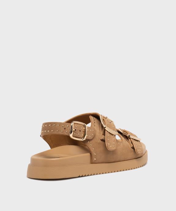 Mules à épaisse semelle en suédine à clous dorés femme vue4 - 5 MILES - GEMO