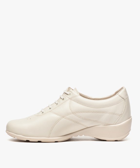Derbies femme confort dessus cuir à talon compensé - Bopy vue3 - UMO - GEMO
