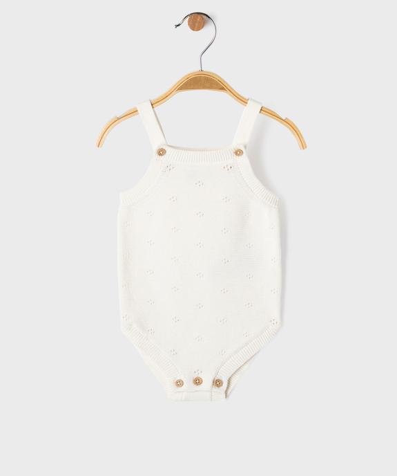 Combishort à bretelles en maille de coton tricoté bébé vue1 - GEMO 4G BEBE - GEMO