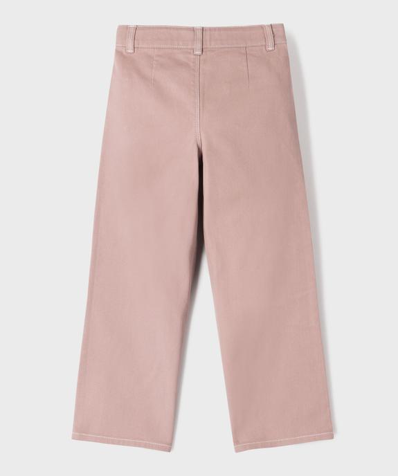 Pantalon straight en twill de coton à poches plaquées fille vue4 - GEMO 4G FILLE - GEMO