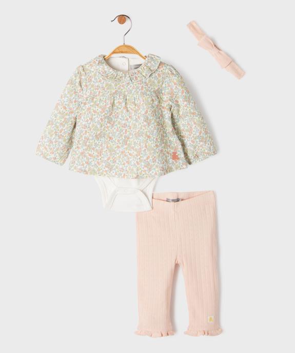 Ensemble 3 pièces bébé fille blouse, legging et bandeau - LuluCastagnette vue2 - LULUCASTAGNETTE - GEMO