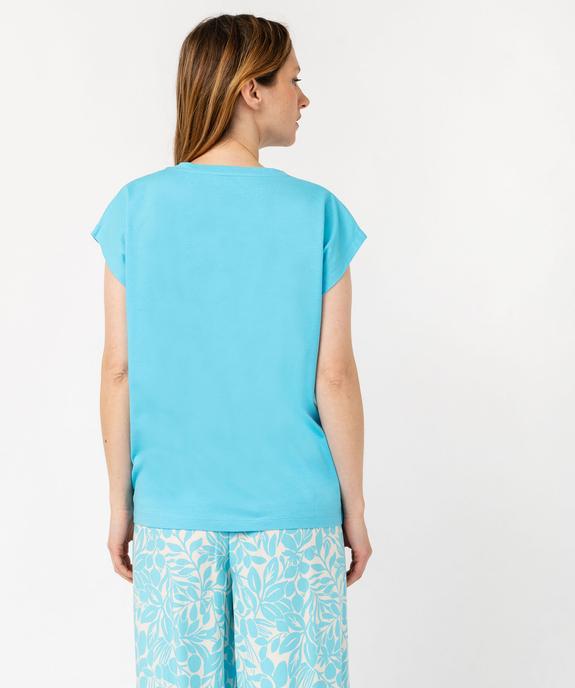 Haut de pyjama à manches ultra courtes avec motif fleuri femme vue3 - GEMO 4G FEMME - GEMO