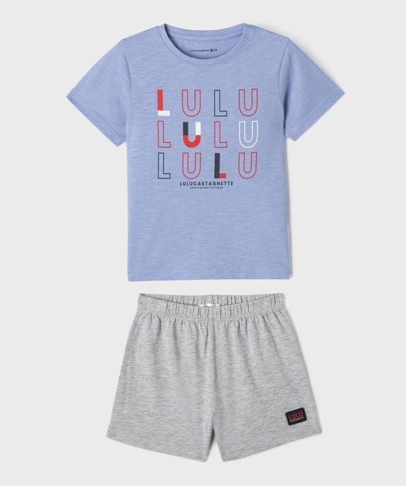 Pyjashort avec inscriptions tricolores garçon - LuluCastagnette vue1 - LULU CASTAGNETTE GEMO FOR GOOD - GEMO
