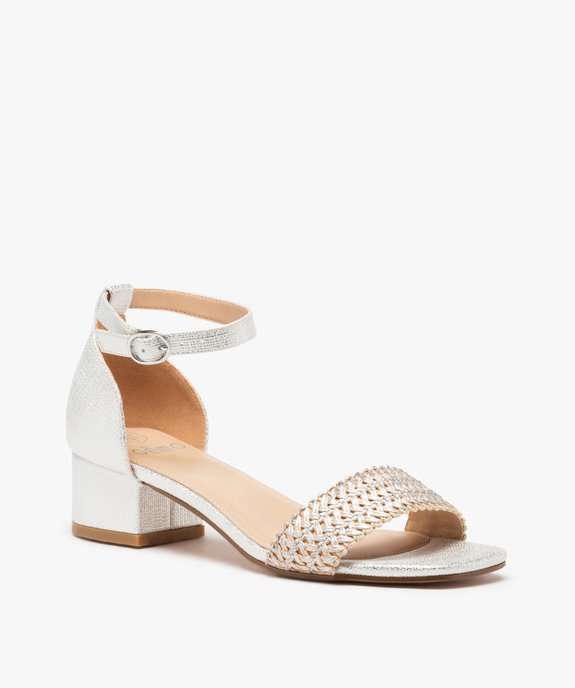 Sandales femme à talon carré et brides métallisées vue2 - GEMO(URBAIN) - GEMO