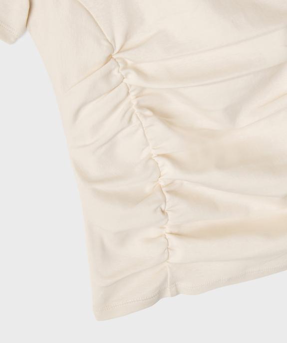 Tee-shirt manches courtes froncé fille vue2 - GEMO 4G FILLE - GEMO