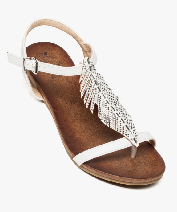 Sandales femme avec feuille en strass et petit talon compensé vue5 - GEMO (CASUAL) - GEMO