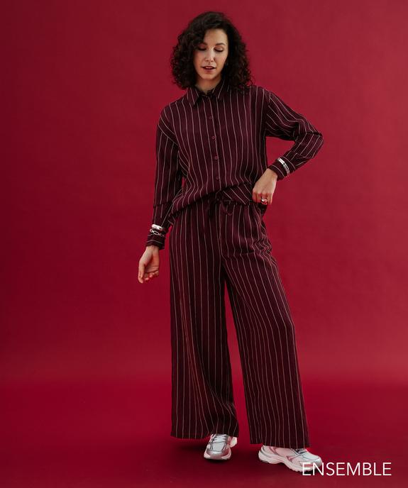 Ensemble chemise et pantalon fluide à fines rayures femme - GEMO